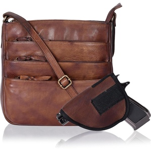 image:imageOzora Multi Pockets Handmade Leather Crossbody Handbags amp Sling Bag for Men amp Women with Detachable HolsterBrownw